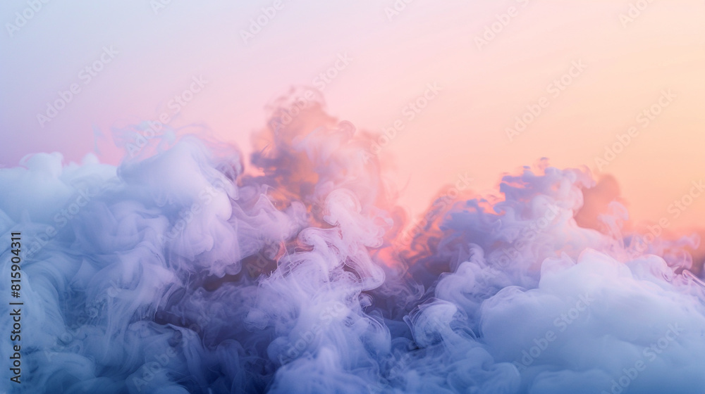 Soft, billowing smoke in a gradient of sunrise colors, creating a peaceful, abstract scene
