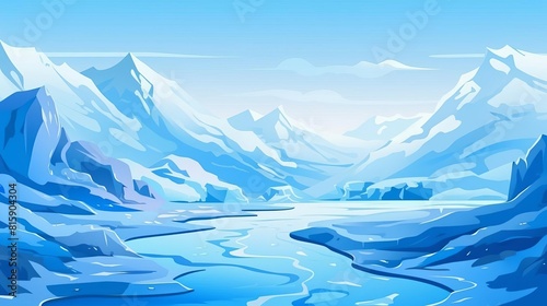 melting glaciers flat design top view climate change theme cartoon drawing Analogous Color Scheme