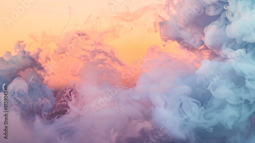 Soft, billowing smoke in a gradient of sunrise colors, creating a peaceful, abstract scene © M Arif