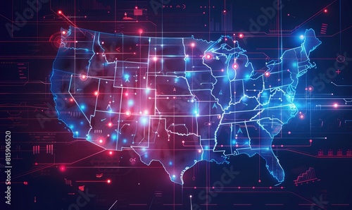 Illuminated United States cartographic display photo