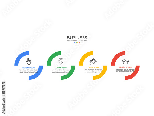 Vector Infographic label design template with icons and 4 options or steps. Can be used for process diagrams, presentations, workflow layouts, banners, flow chart, and info graphs.