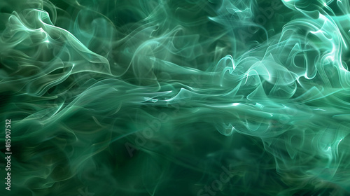 surreal abstract smokey backgrounds with green shiny reflections, featuring abstract smokey backgrounds