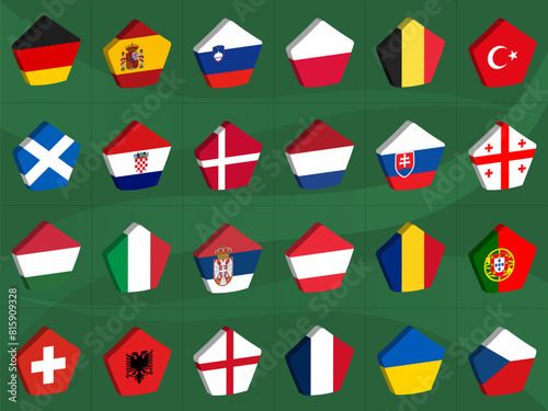 Obraz na plátně Set of flags of European football tournament participants