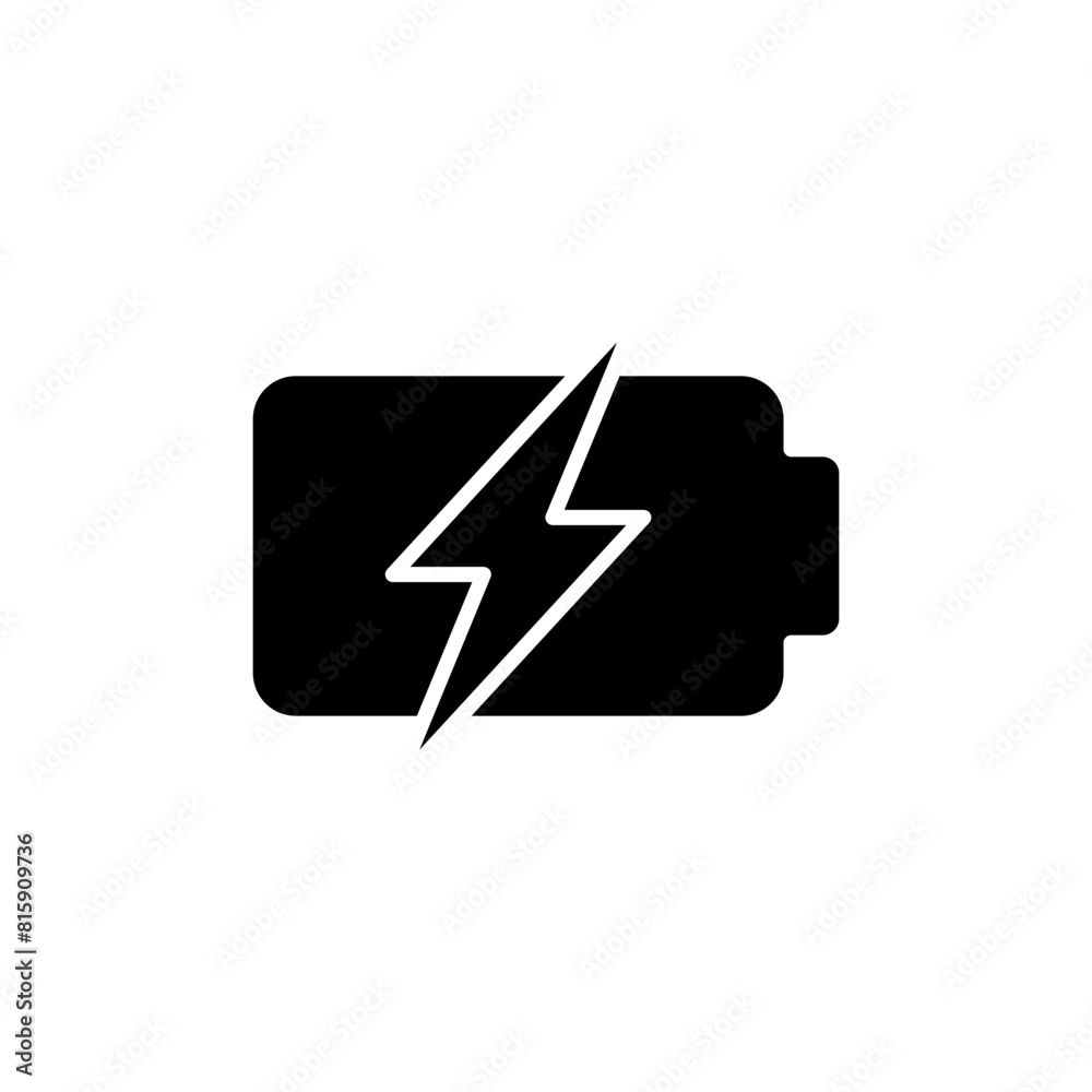 Battery charging icon. Simple solid style. Phone battery, mobile, charger, electric, power, lightning, technology, energy concept. Silhouette, glyph symbol. Vector illustration isolated.