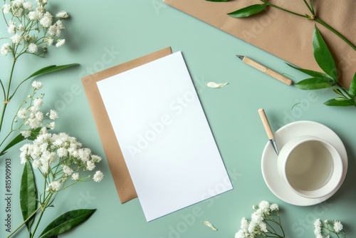 Customizable Blank greeting card. Paper invitation. Generate Ai