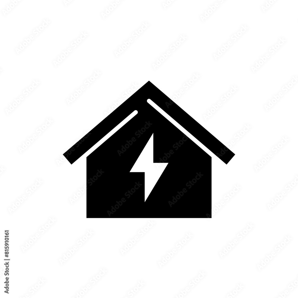 Home electrification icon. Simple solid style. House with lightning bolt, electric, construction, light, building, energy concept. Silhouette, glyph symbol. Vector illustration isolated. Home electrification icon. Simple solid style. House with lightning bolt, electric, construction, light, building, energy concept. Silhouette, glyph symbol. Vector illustration isolated.