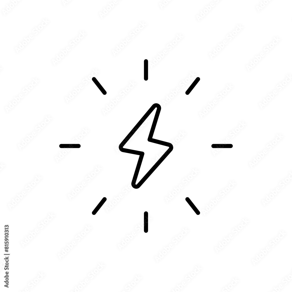 Lightning bolt icon. Simple outline style. Electricity, flash, thunder, spark, shock, light, power, thunderbolt, energy concept. Thin line symbol. Vector illustration isolated. Lightning bolt icon. Simple outline style. Electricity, flash, thunder, spark, shock, light, power, thunderbolt, energy concept. Thin line symbol. Vector illustration isolated.