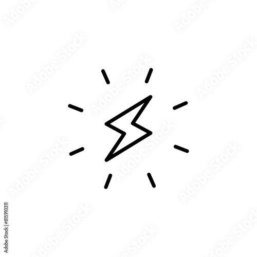 Lightning bolt icon. Simple outline style. Electricity, flash, thunder, spark, shock, light, power, thunderbolt, energy concept. Thin line symbol. Vector illustration isolated.