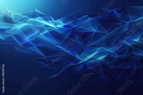Digital art showcasing an abstract geometric pattern resembling blue crystals with a focus on sharp angles and light reflections.