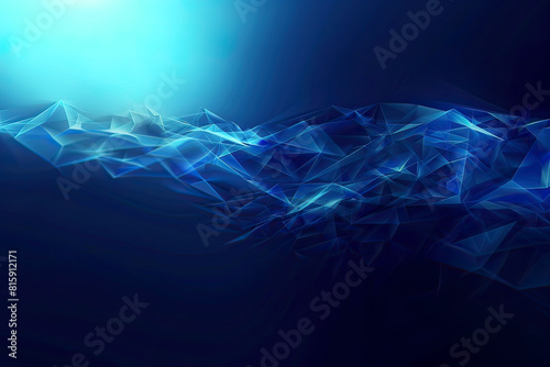 Digital art showcasing an abstract geometric pattern resembling blue crystals with a focus on sharp angles and light reflections.