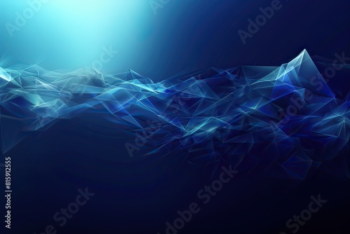 Digital art showcasing an abstract geometric pattern resembling blue crystals with a focus on sharp angles and light reflections.