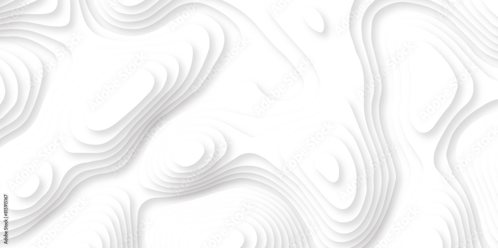 Abstract white paper cut template.  white papercut background. Topographic dynamic backdrop illustration. Papercut topography relief vector background illustration. 