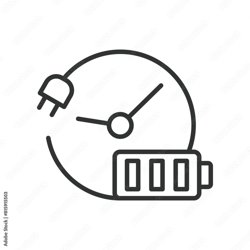 Recharging time, in line design. Recharging, time, duration, charge, speed, quick, fast on white background vector. Recharging time editable stroke icon. Recharging time, in line design. Recharging, time, duration, charge, speed, quick, fast on white background vector. Recharging time editable stroke icon.