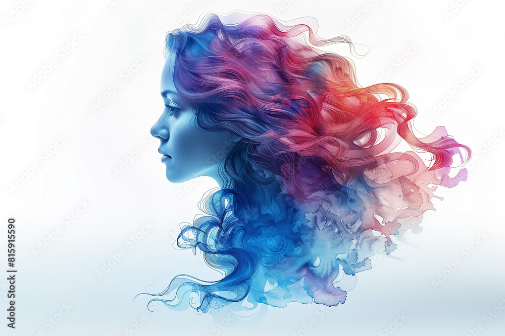 Beautiful illustration with a girl for decorative design. invitation card to visit a fitness club