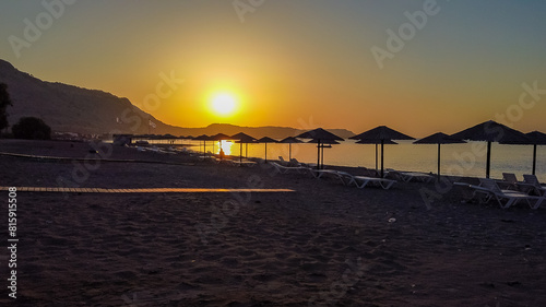 Sunrise at Greece on Rhodes Island, at the Lardos Bay beach photo