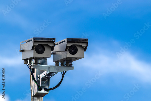 speed control radar camera at avenue in Sao Paulo, Brazil