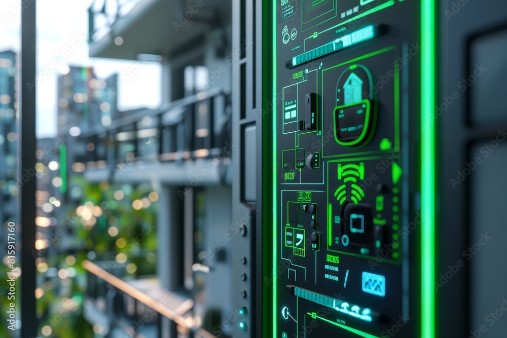 The image shows a futuristic control panel with various buttons, switches, and a digital display. The image shows a futuristic control panel with various buttons, switches, and a digital display.