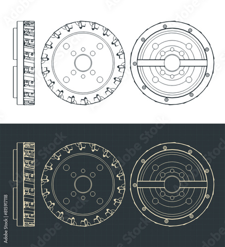 Blueprints of disc mill cutter