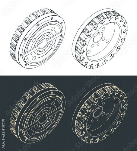 Disc mill cutter isometric drawings