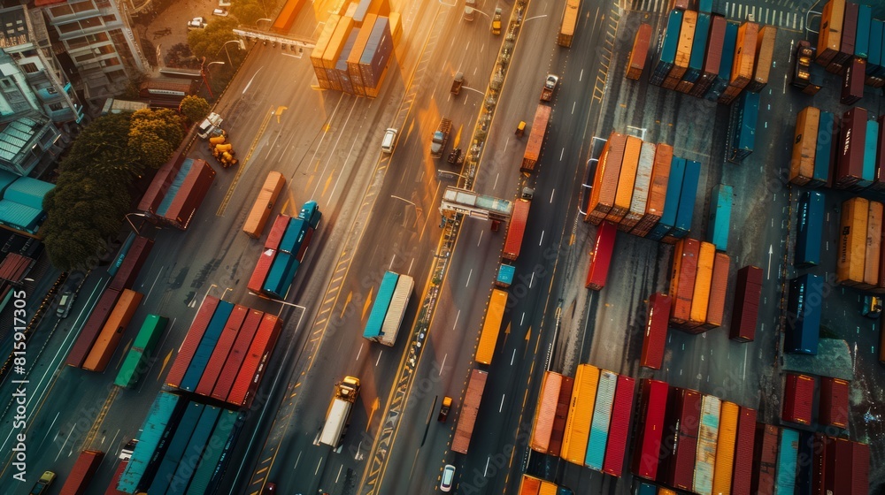 Obraz premium Improve supply chain efficiency and guarantee on-time delivery around the world with smooth transportation and logistics.
