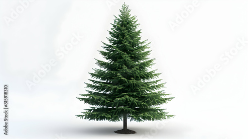 Classic Fir Tree Isolated on White Background Dense Needle Leaves and Conical Shape for Holiday Nature Designs