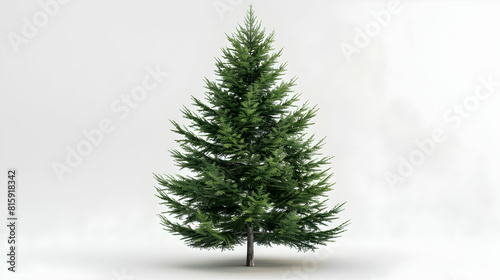 Photo realistic Fir tree isolated on white background, featuring dense needle like leaves and conical shape perfect for holiday nature or forestry designs