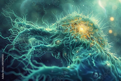 Surreal digital art of a microbe