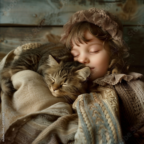 little child with cat