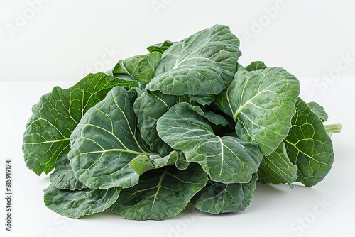 collard greens on isotate white back background photo