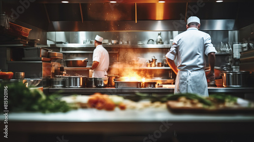 chef preparing food in the busy kitchen created with Generative AI technology