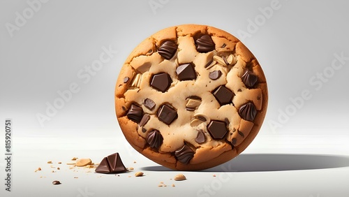 Cookie logo design featuring a cartoon cookie with chocolate chips on white background. photo