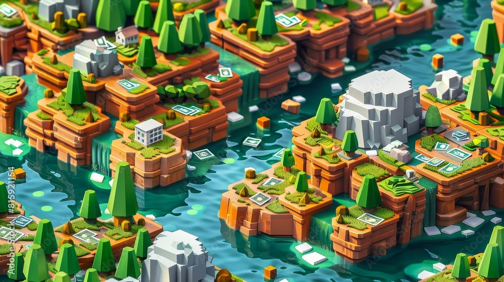 Isometric web banner for financial crisis, sales decline Isometric web banner for financial crisis, sales decline