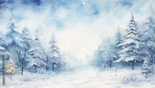 Watercolor winter season background © ahmed