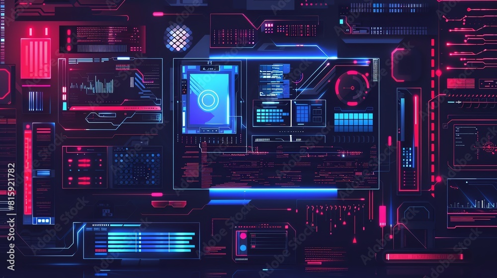 AI interface flat design front view technology theme animation vivid AI interface flat design front view technology theme animation vivid