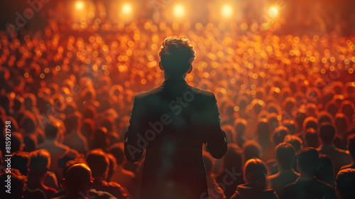Empowering Audience: Motivational Speaker Inspiring with Powerful Body Language and Enthusiastic Public Speaking in Event