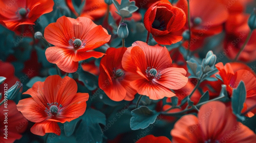 Blooming red flowers that fade slightly Blooming red flowers that fade slightly