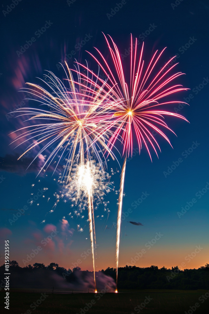 A spectacular fireworks display illuminating the night sky with bursts of color, sparkle, and brilliance, painting the darkness with vibrant patterns and cascading showers of light. A spectacular fireworks display illuminating the night sky with bursts of color, sparkle, and brilliance, painting the darkness with vibrant patterns and cascading showers of light.