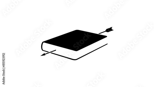 book lover, book with arrow,  black isolated silhouette