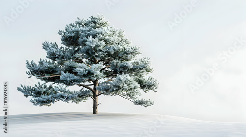 A vibrant pine tree isolated on a white background perfect for holiday themed designs. Photo realistic image featuring tall trunk, needle like leaves, and conical shape. Ideal fo