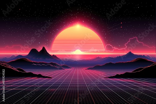 abstract art of a neon synthwave grid background wallpaper design images