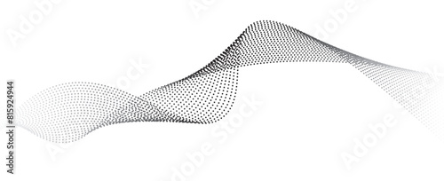 Flowing particles form waves, a gradient light pattern. modern technology background Vector