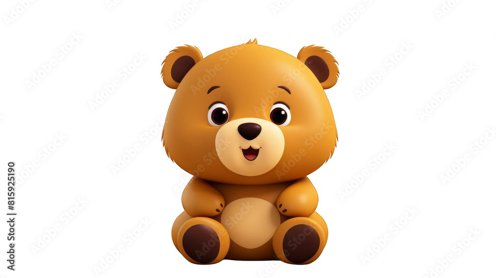 Fototapeta premium Cute cartoon teddy bear mascot character. 3D rendering.