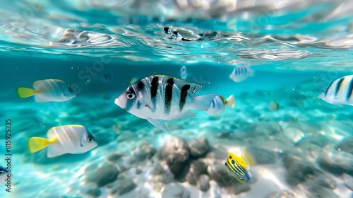 A clear underwater scene with fish