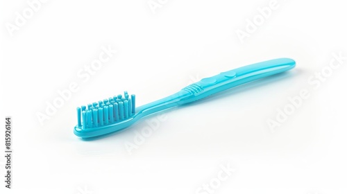 blue toothbrush isolated on white background dental hygiene product photography
