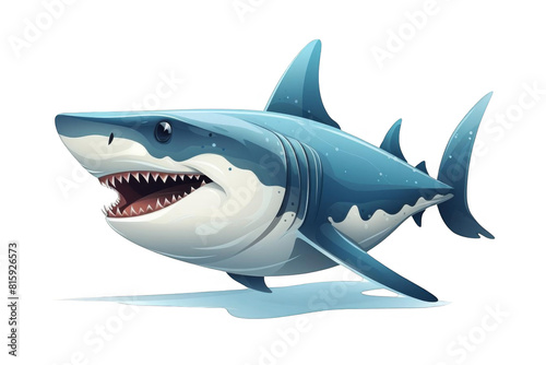 A great white shark with its mouth open  isolated on a transparent background.