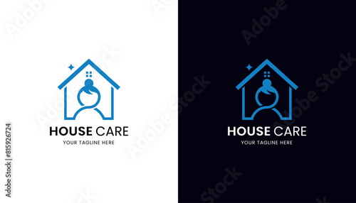Maid my House Care for cleaning services logo Design Template