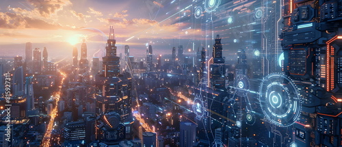 AI-Powered Future World  Image of a future city using artificial intelligence to control various systems  showing the impact of artificial intelligence on the way of life