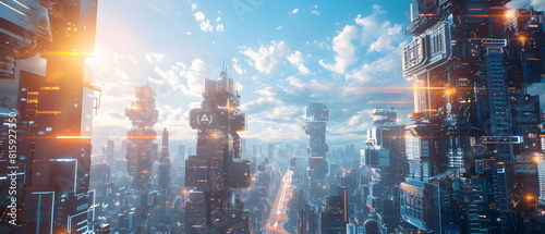 AI-Powered Future World  Image of a future city using artificial intelligence to control various systems  showing the impact of artificial intelligence on the way of life