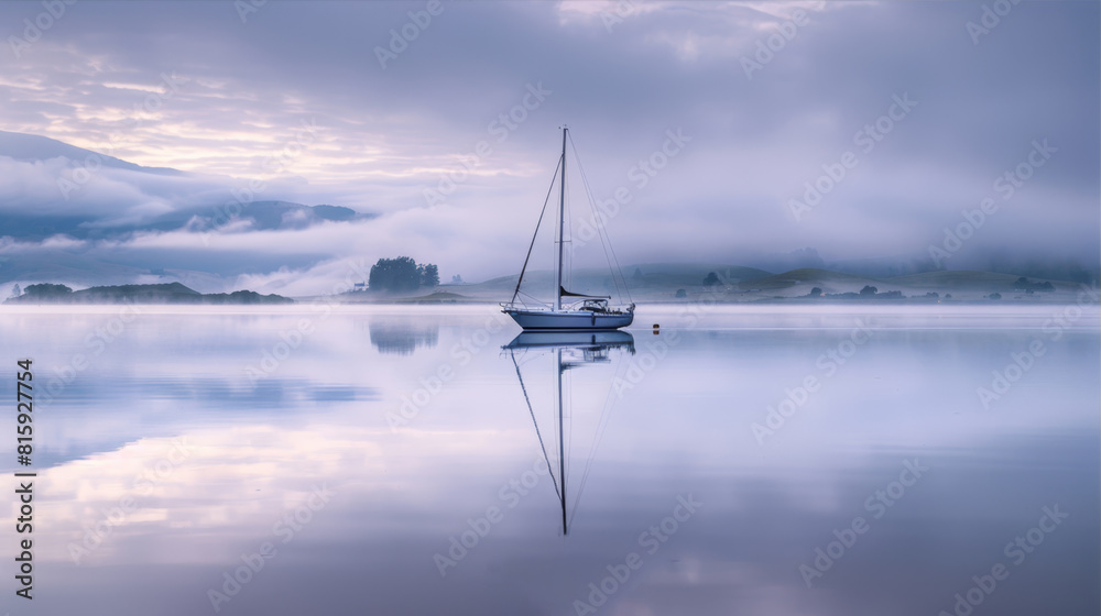 Boat on the surface of a calm lake
Boat on the surface of a calm lake