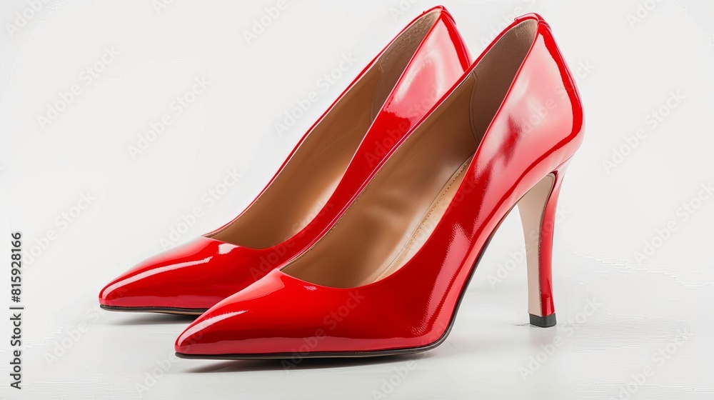 classic red leather womens high heels elegant fashion accessory isolated on white product photography classic red leather womens high heels elegant fashion accessory isolated on white product photography